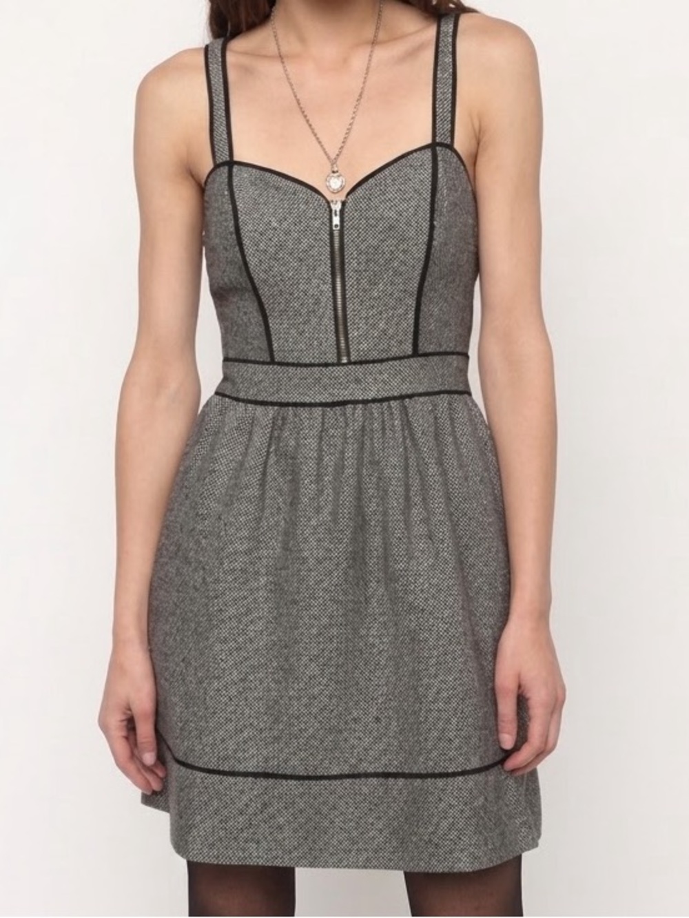 Dark Academia Coquette Wool Tweed Pinafore Mini Dress Preppy Club Corporate 6